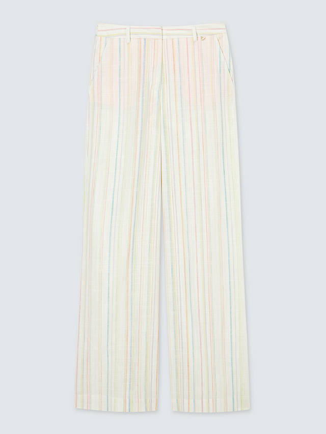 Fabienne Chapot Remi Stripe Linen Blend Trousers, Lime Light/Multi