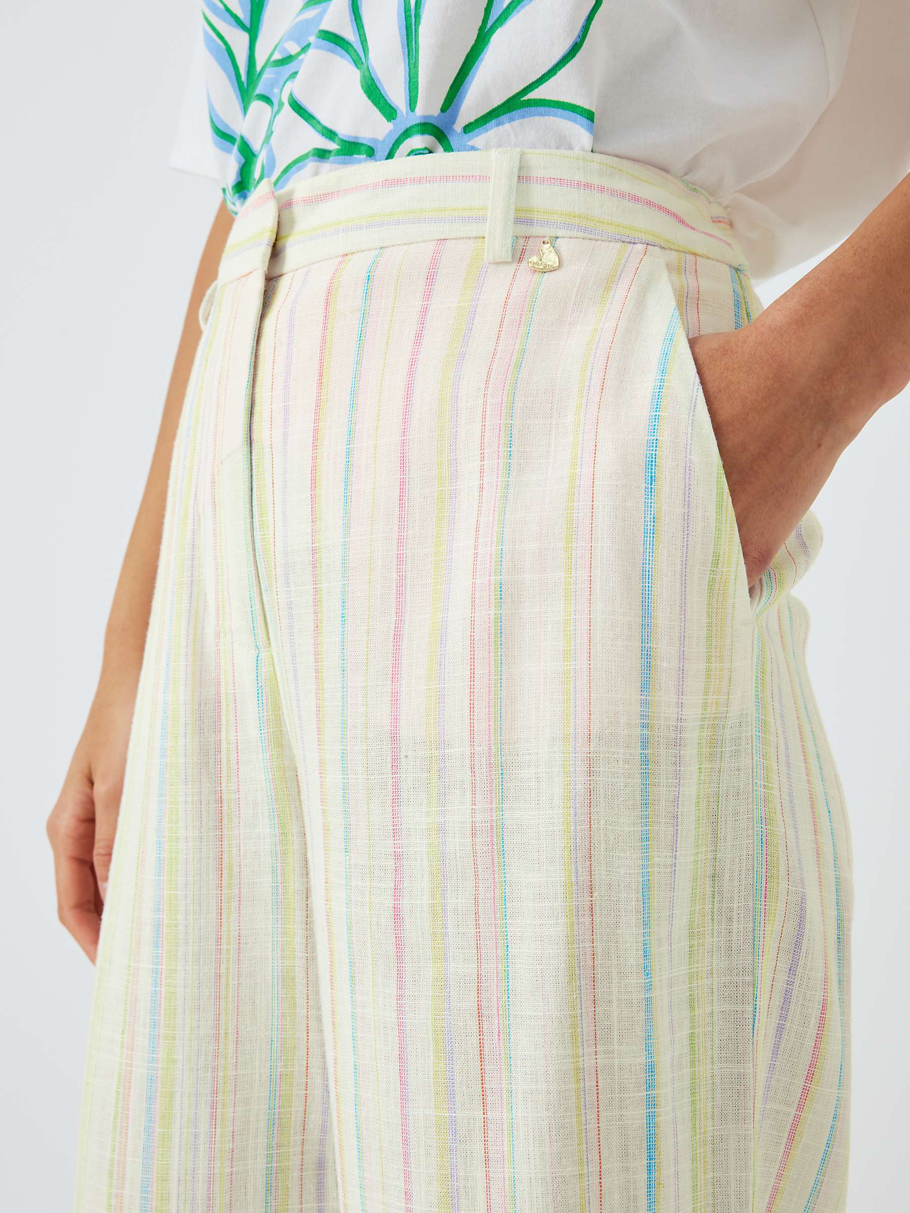 Buy Fabienne Chapot Remi Stripe Linen Blend Trousers, Lime Light/Multi Online at johnlewis.com