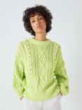 Fabienne Chapot Suzy Pom Pom Cable Knit Jumper, Lovely Lime, Lovely Lime
