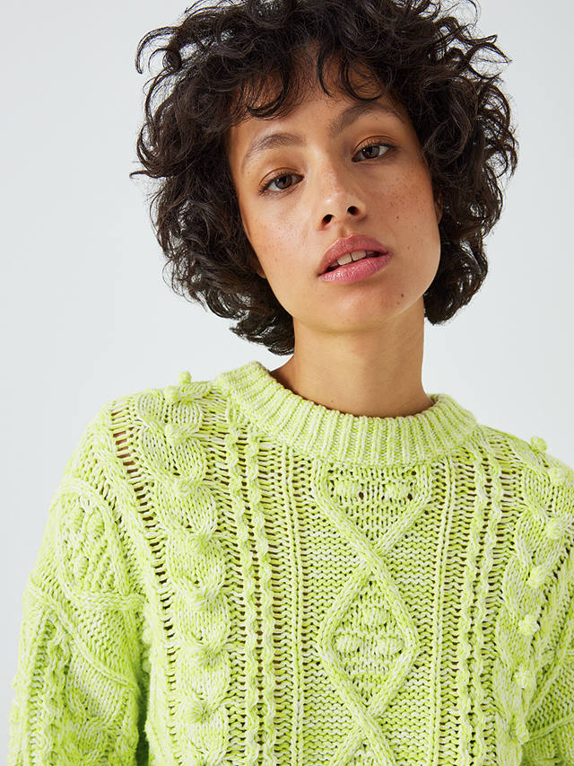 Fabienne Chapot Suzy Pom Pom Cable Knit Jumper, Lovely Lime