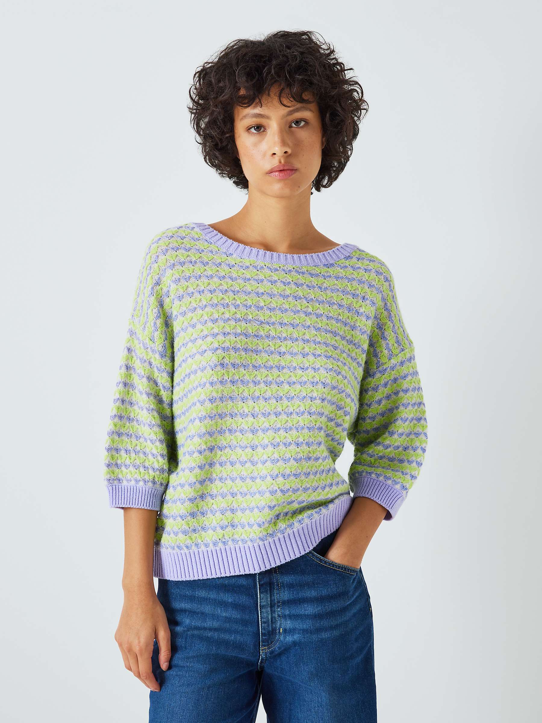 Buy Fabienne Chapot Rose Textured 3/4 Sleeve Jumper, Faded Lila Online at johnlewis.com