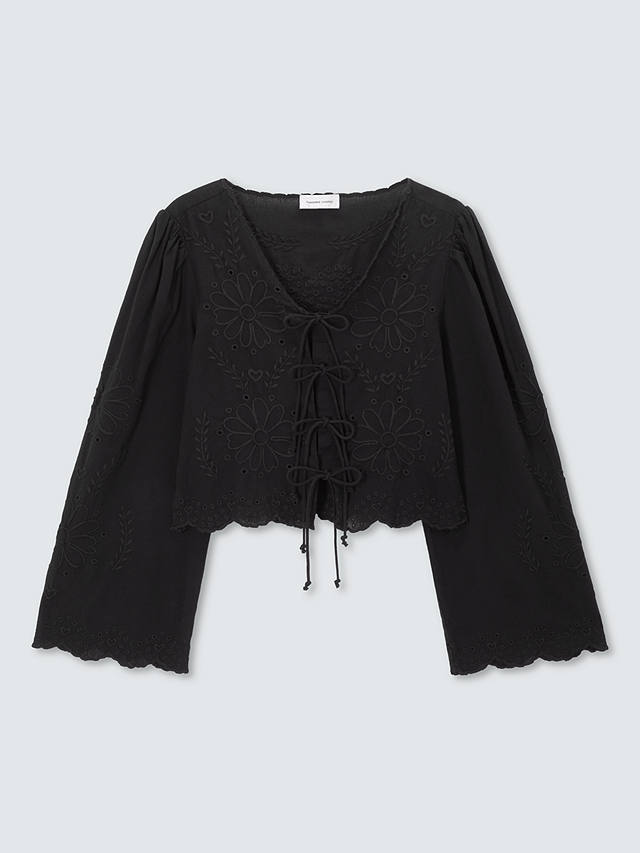 Fabienne Chapot Sterre Embroidered Front Tie Blouse, Black