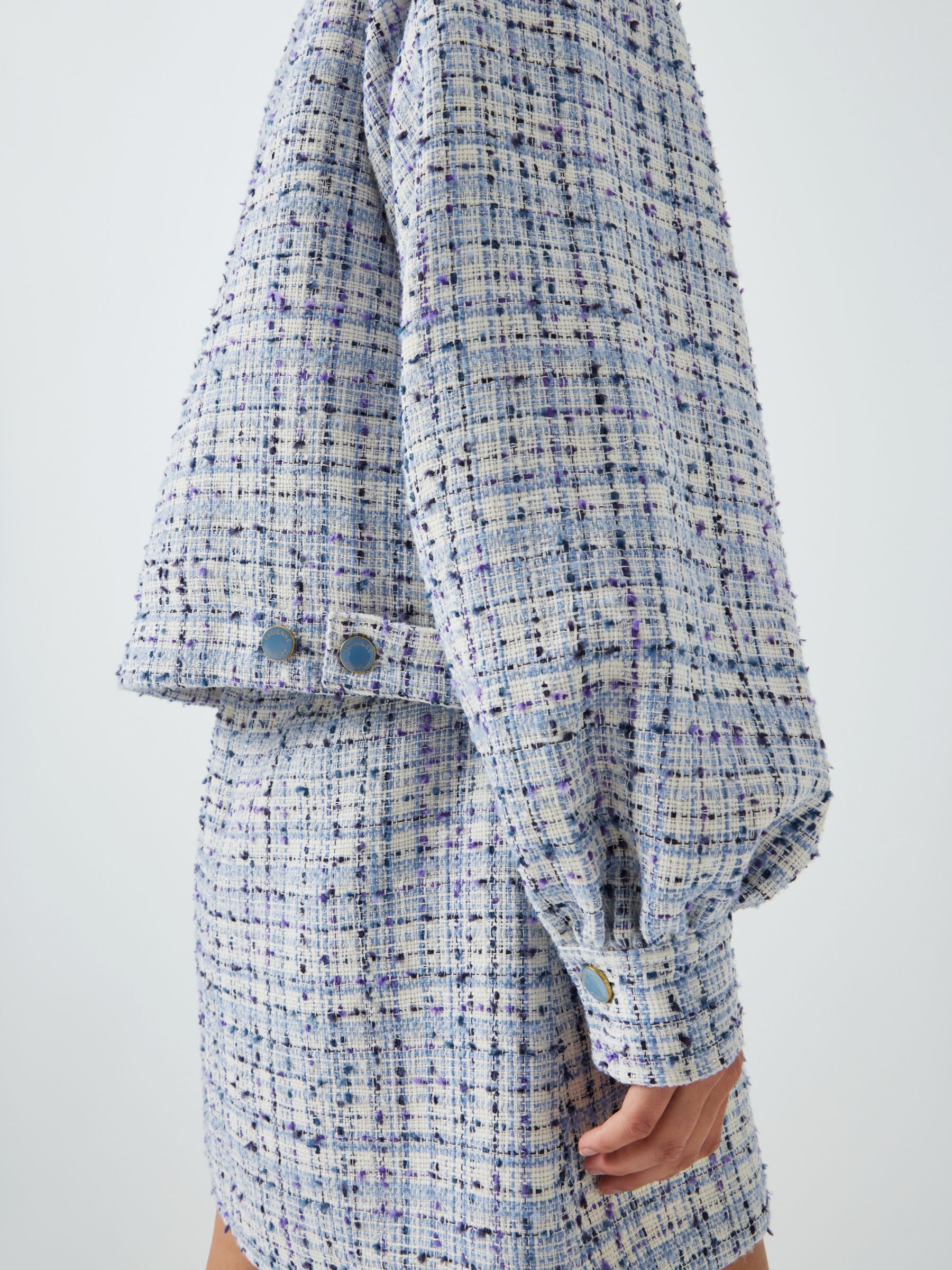 Fabienne Chapot Carice Tweed Puff Sleeve Jacket, Cornflower Blue, 38