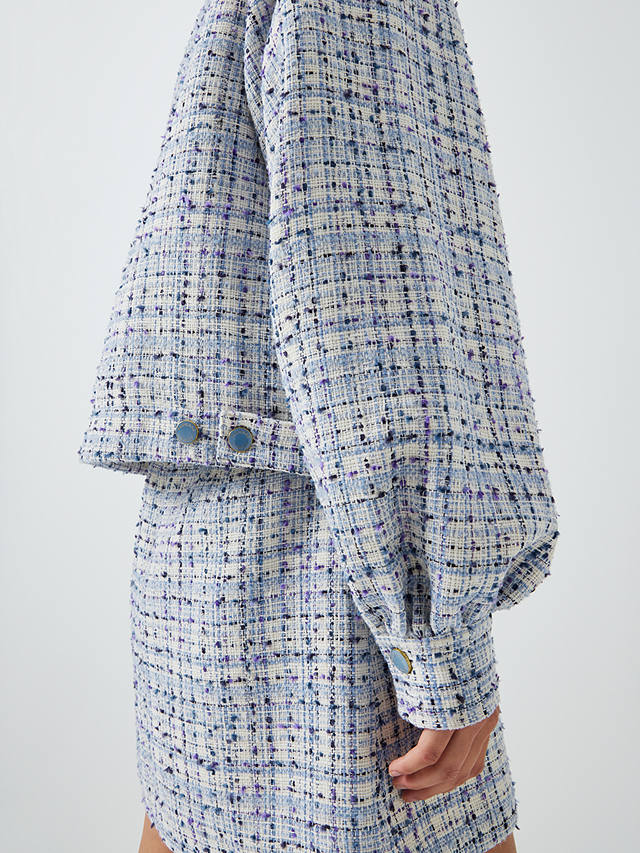Fabienne Chapot Carice Tweed Puff Sleeve Jacket, Cornflower Blue