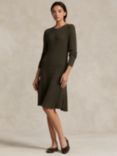 Polo Ralph Lauren Cable Knit Flared Jumper Dress, Khaki, Khaki