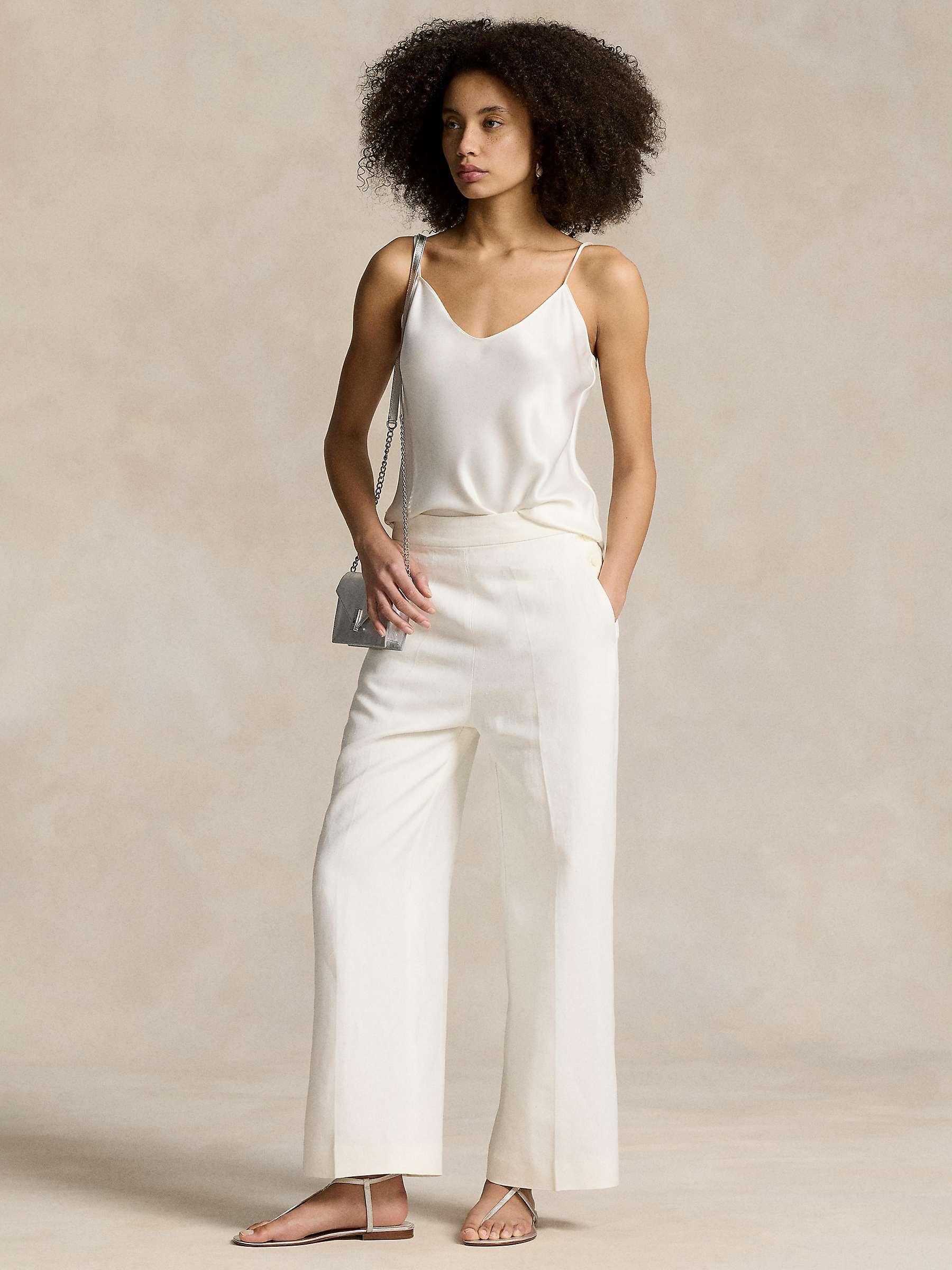 Buy Polo Ralph Lauren Hemp Cotton Blend Wide Leg Trousers, White Online at johnlewis.com