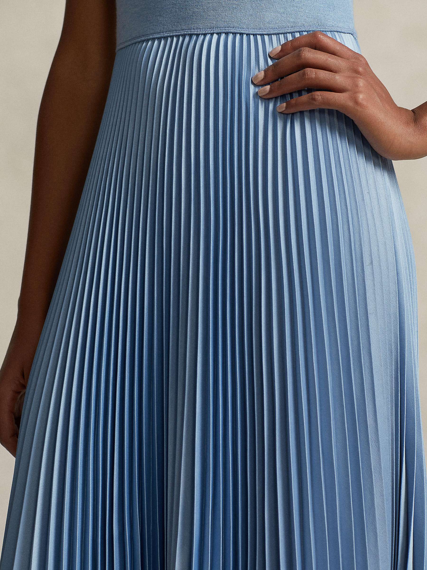 Buy Polo Ralph Lauren Gloria Knit Bodice Pleated Dress, Light Blue Online at johnlewis.com