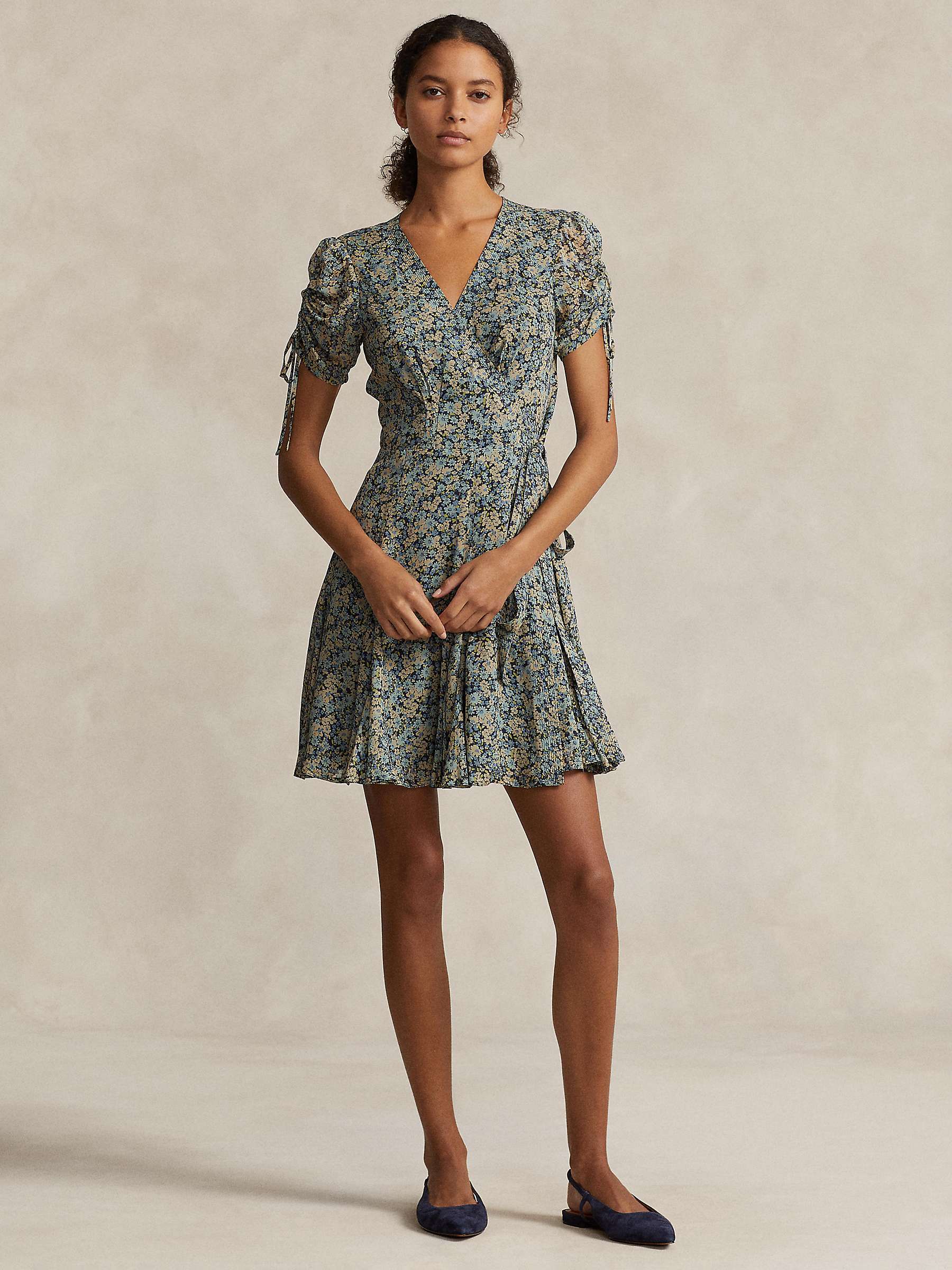 Buy Polo Ralph Lauren Floral Print Mini Wrap Dress, Multi Online at johnlewis.com