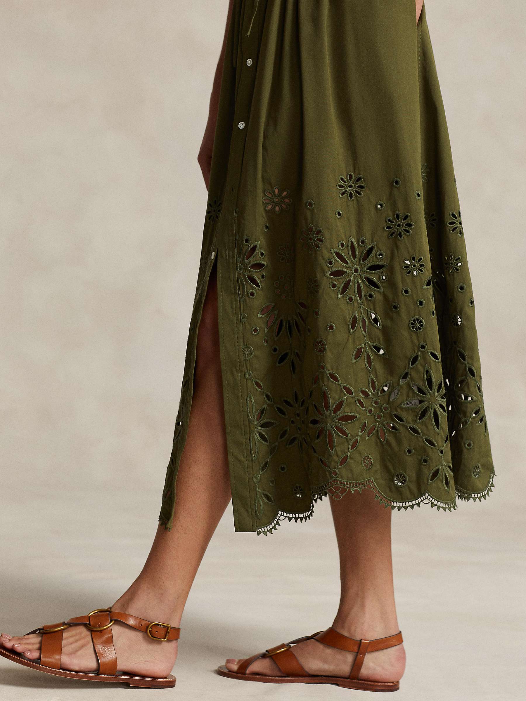 Buy Polo Ralph Lauren Jessica Midi Shirt Dress, Olive Online at johnlewis.com