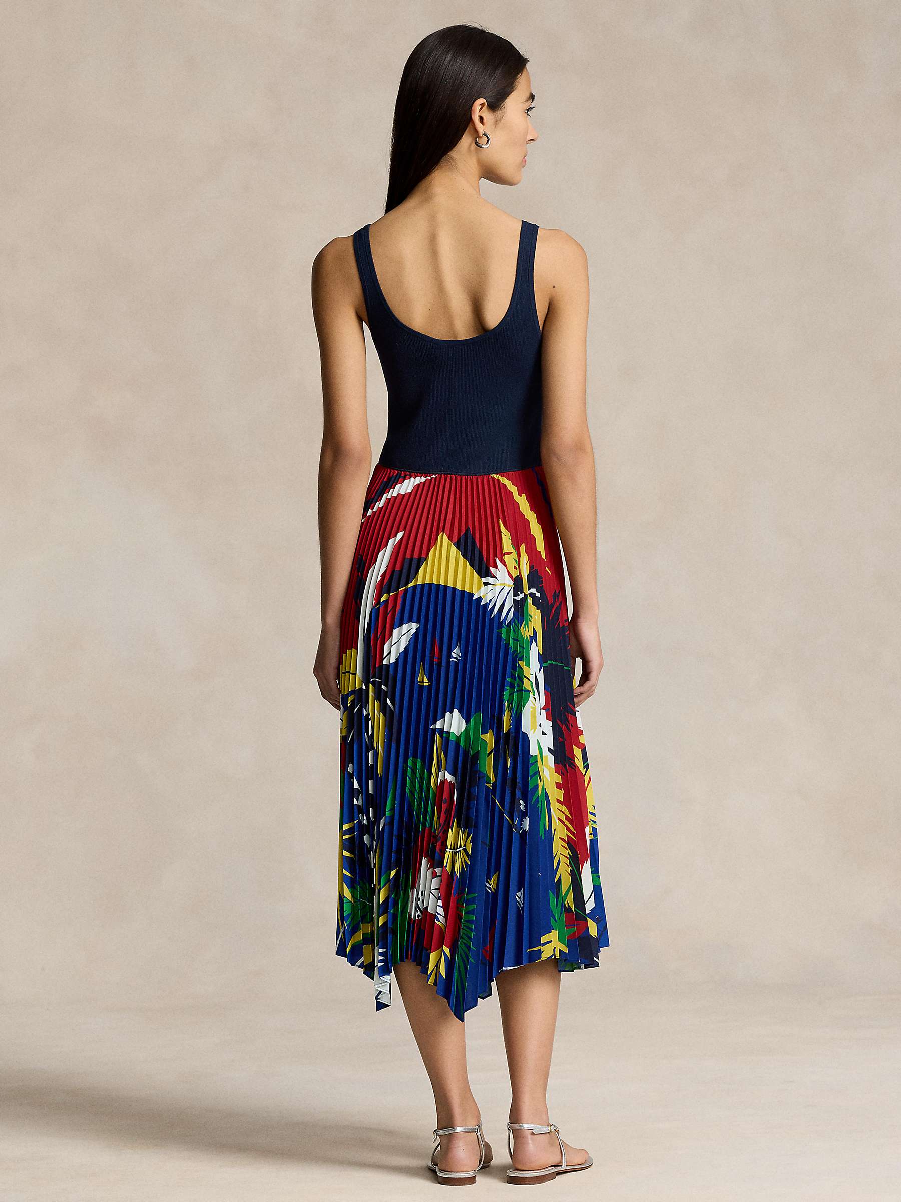 Buy Polo Ralph Lauren Alyah Nautical Print Knit Bodice Midi Dress, Red/Multi Online at johnlewis.com