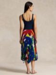 Polo Ralph Lauren Alyah Nautical Print Knit Bodice Midi Dress, Red/Multi, Red/Multi