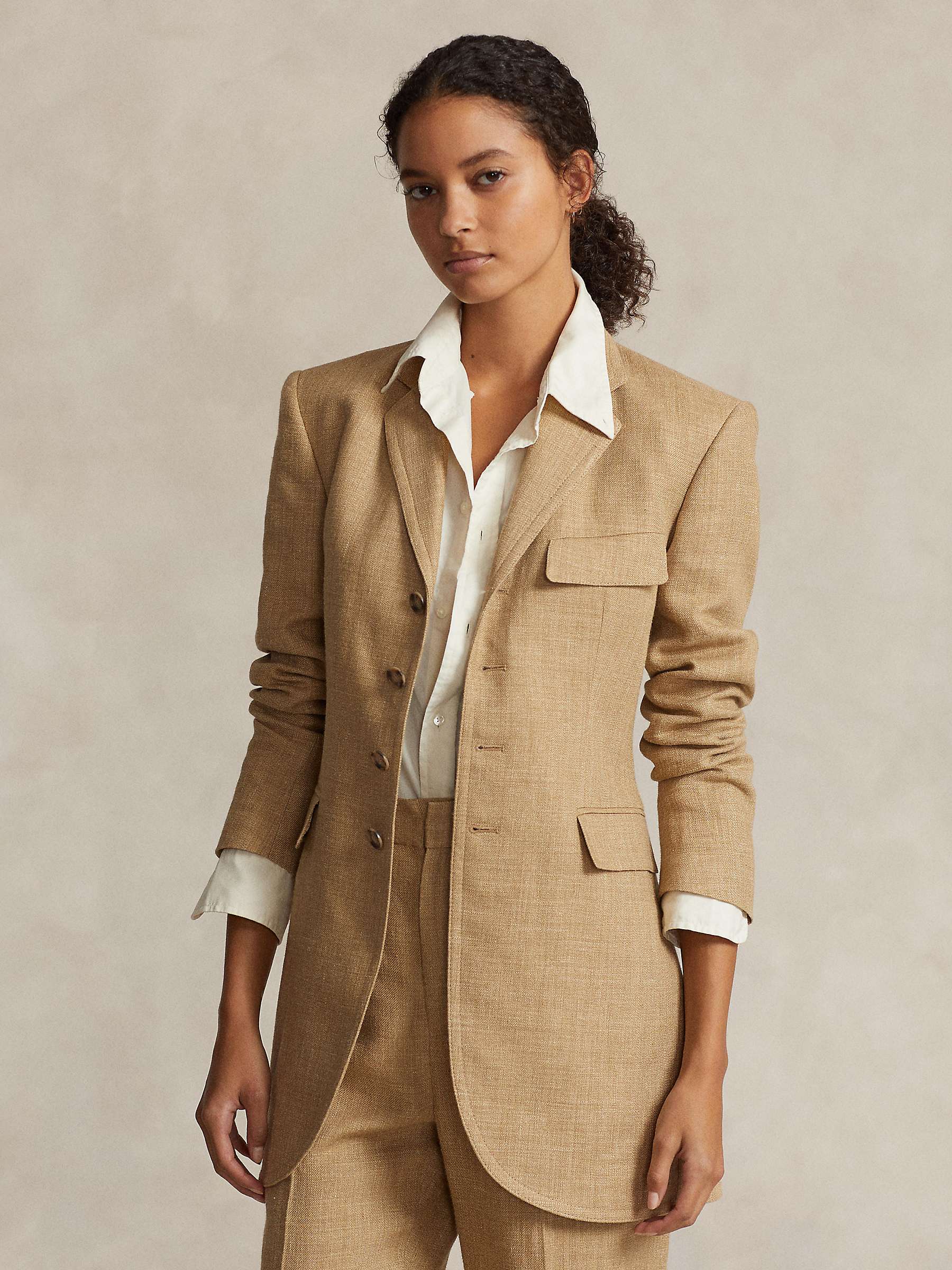 Buy Polo Ralph Lauren Silk Linen Tweed Blazer, Tan Online at johnlewis.com