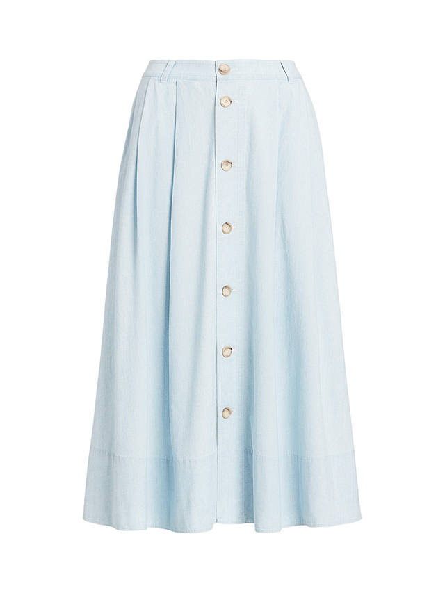 Polo Ralph Lauren Chambray Midi Skirt, Light Blue