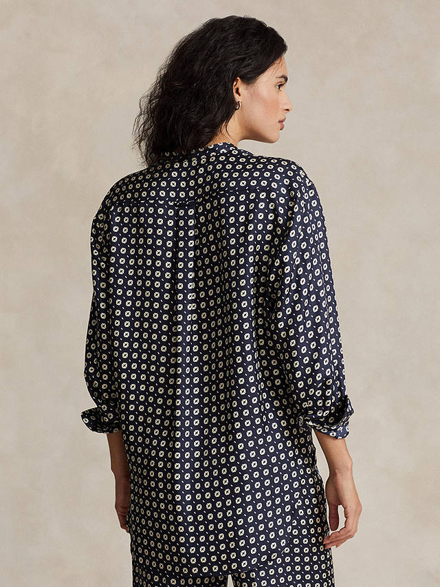 Polo Ralph Lauren Geometric Print Silk Shirt, Blue/Multi
