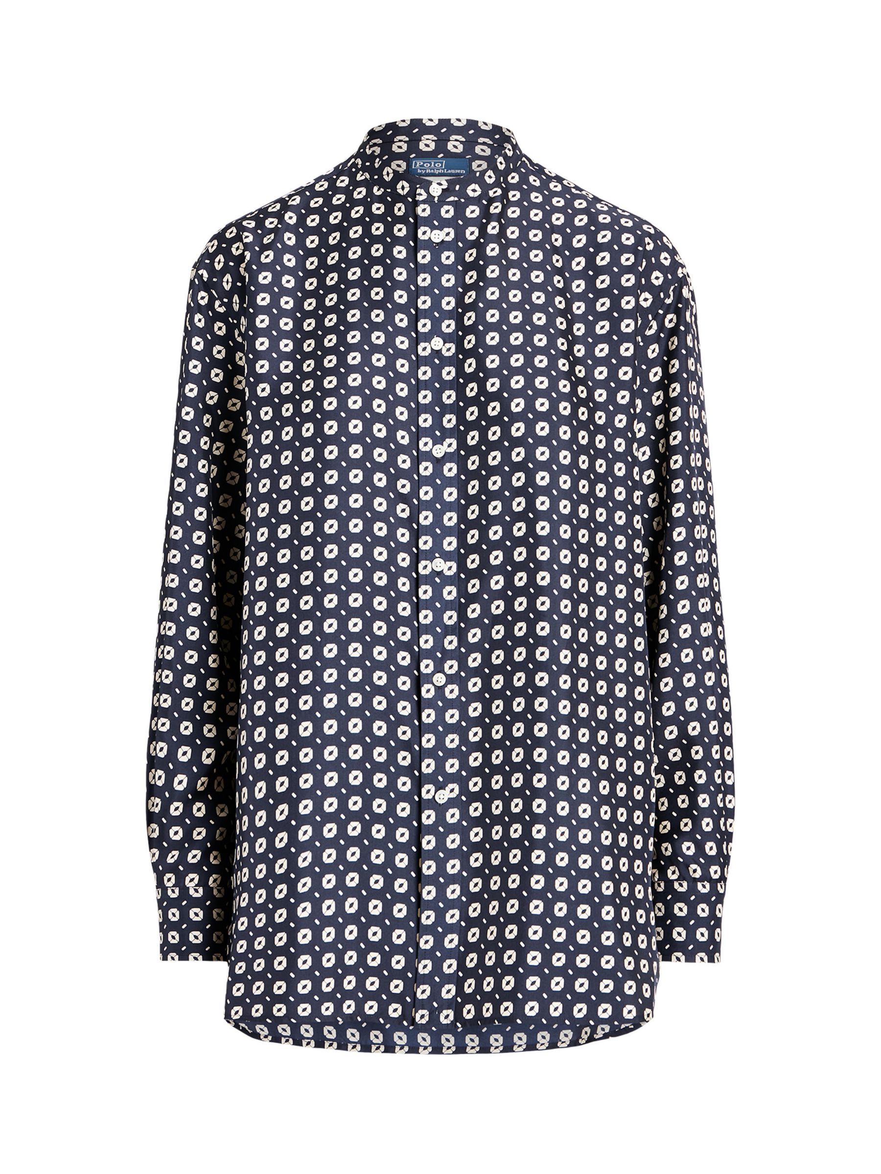 Polo Ralph Lauren Geometric Print Silk Shirt, Blue/Multi, XXS