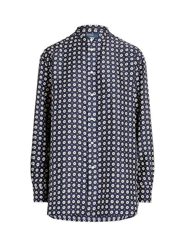 Polo Ralph Lauren Geometric Print Silk Shirt, Blue/Multi