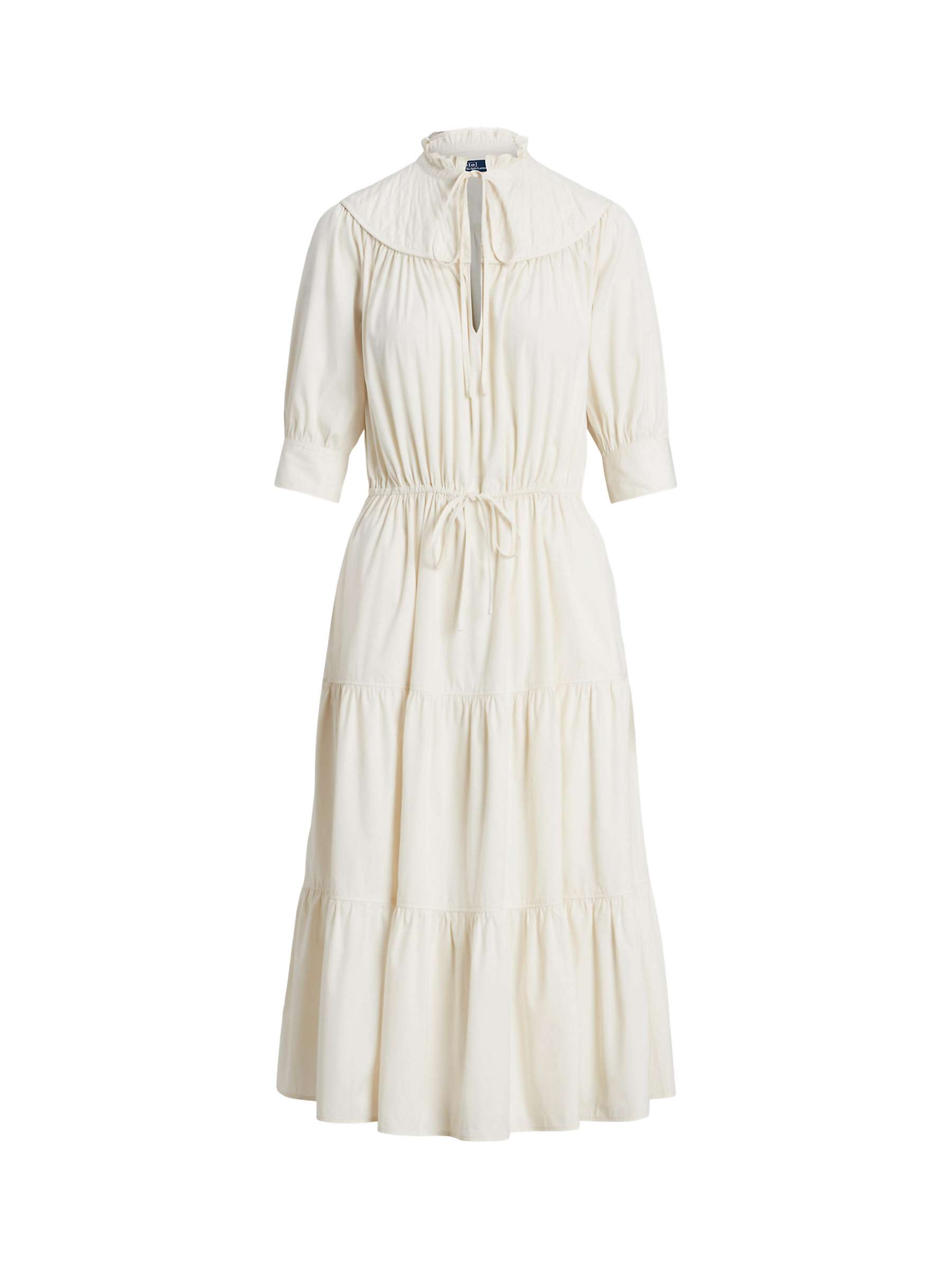 Buy Polo Ralph Lauren Elia Tiered Midi Dress, Natural Online at johnlewis.com
