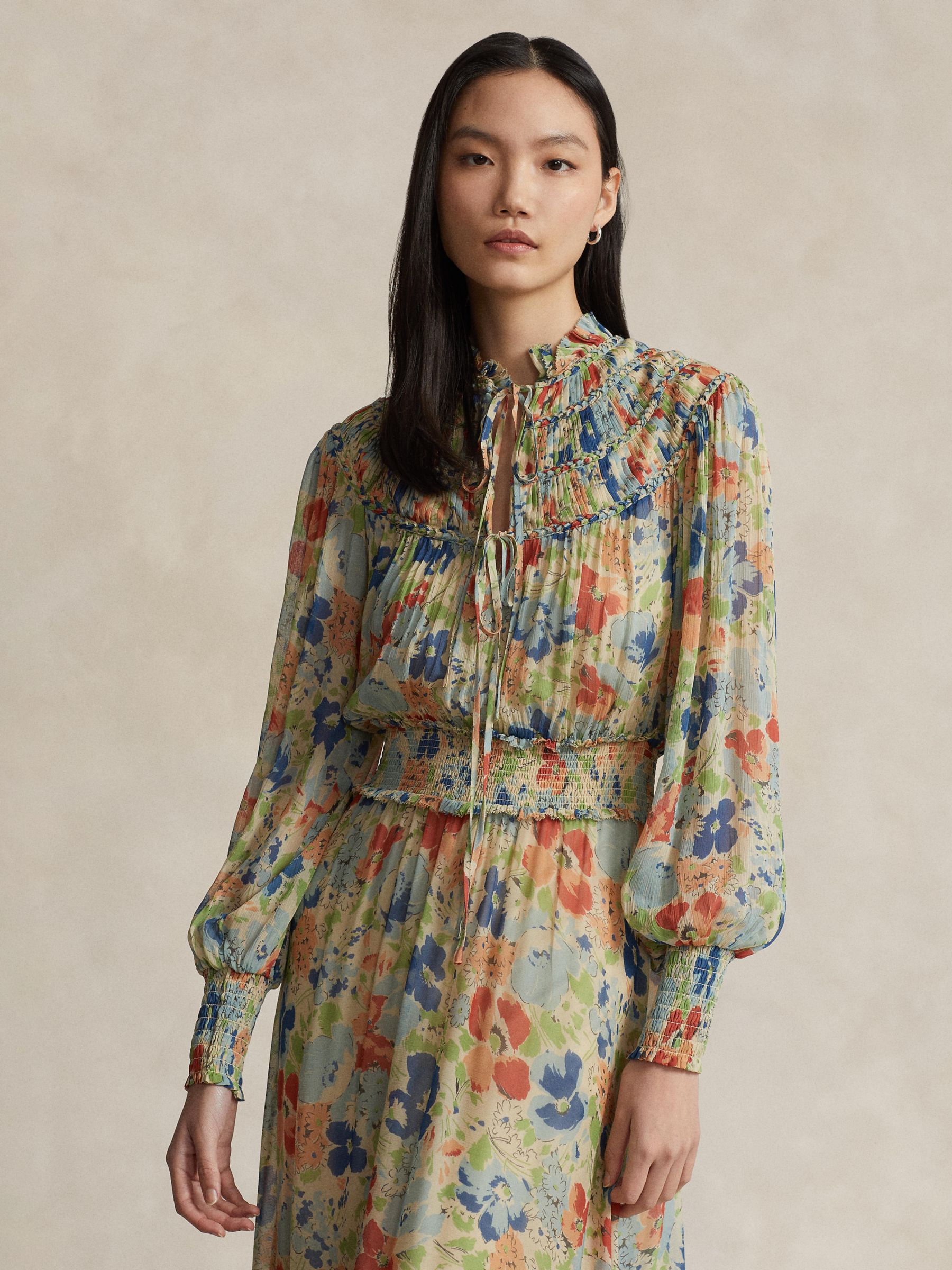 Polo Ralph Lauren Floral Print Blouson Maxi Dress, Multi, 12