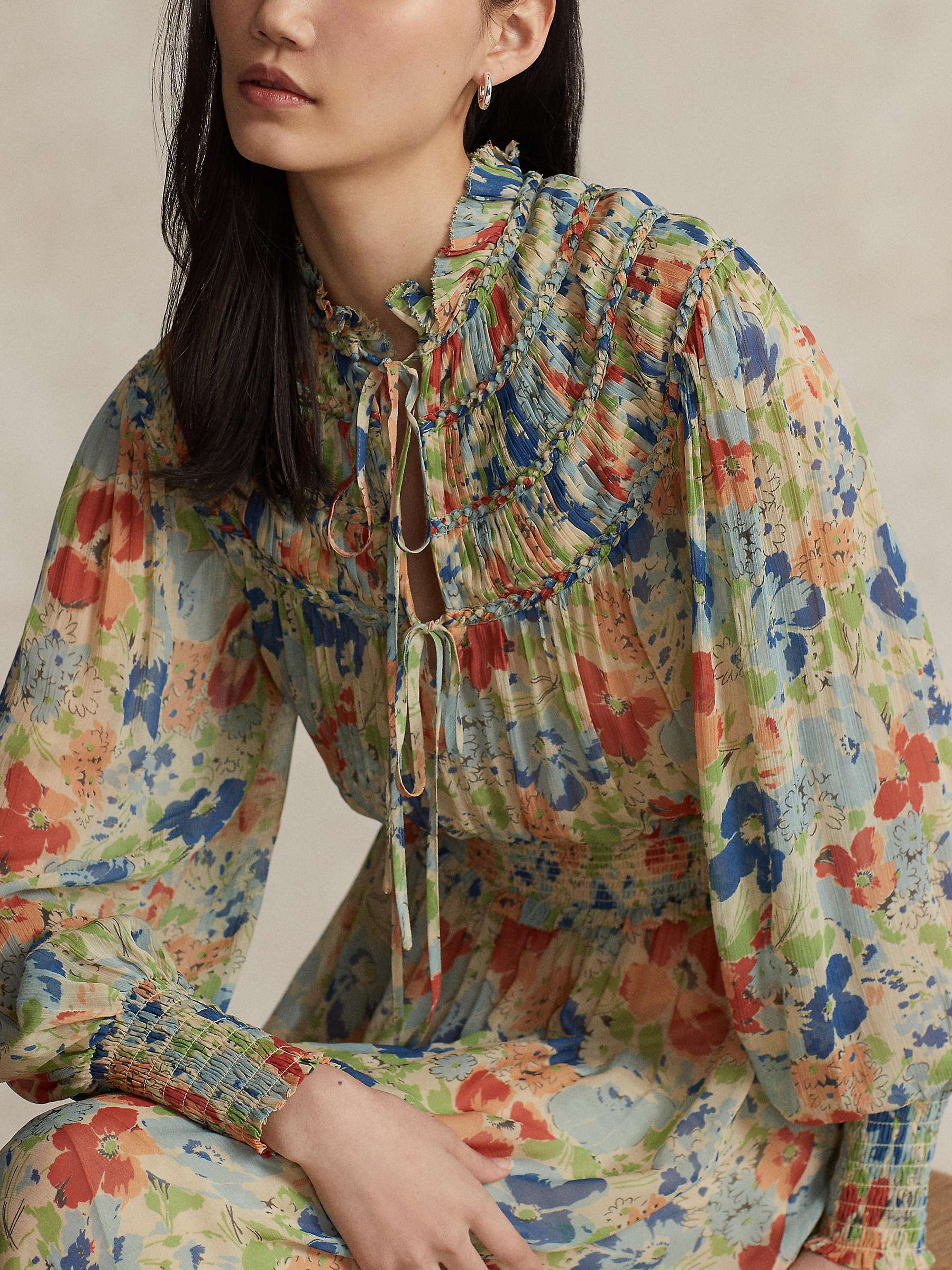 Buy Polo Ralph Lauren Floral Print Blouson Maxi Dress, Multi Online at johnlewis.com