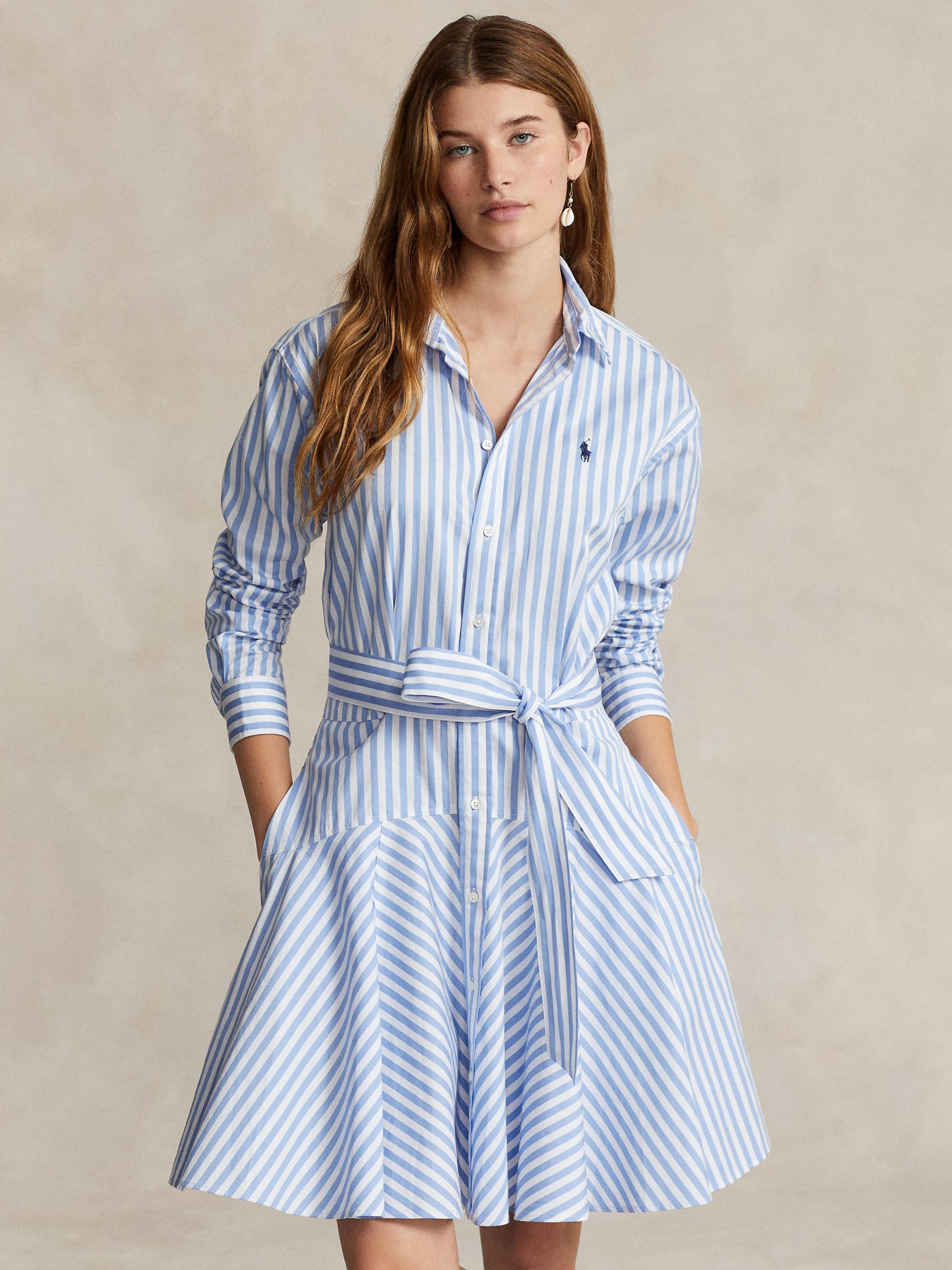 Polo Ralph Lauren Stripe Shirt Dress, Light Blue/Multi at John