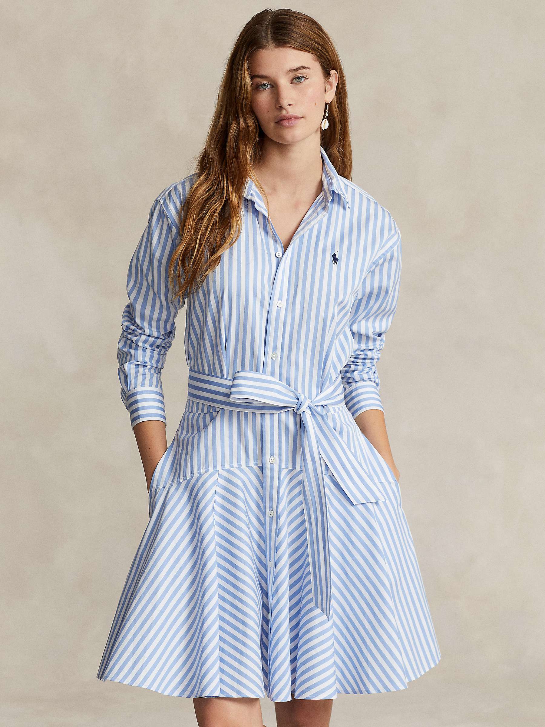Buy Polo Ralph Lauren Stripe Shirt Dress, Light Blue/Multi Online at johnlewis.com