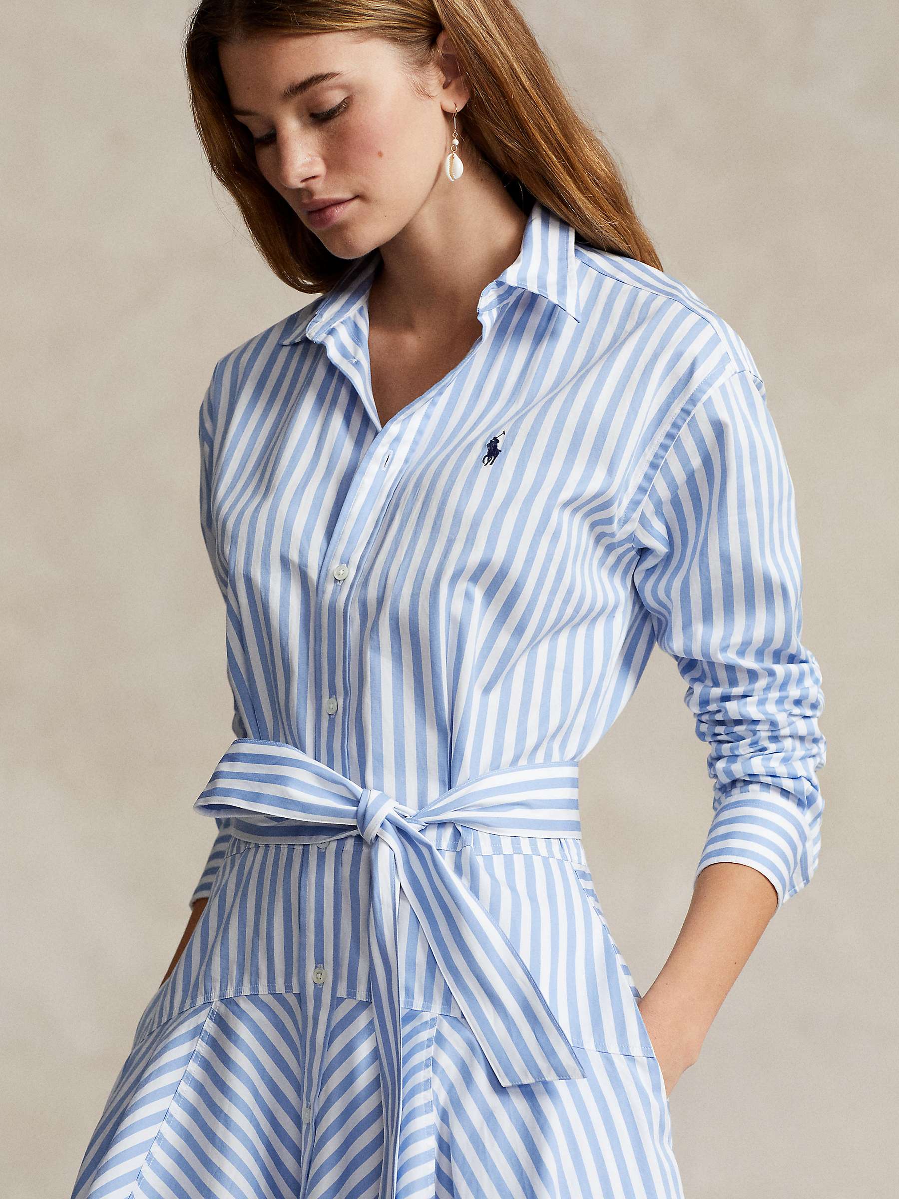 Buy Polo Ralph Lauren Stripe Shirt Dress, Light Blue/Multi Online at johnlewis.com
