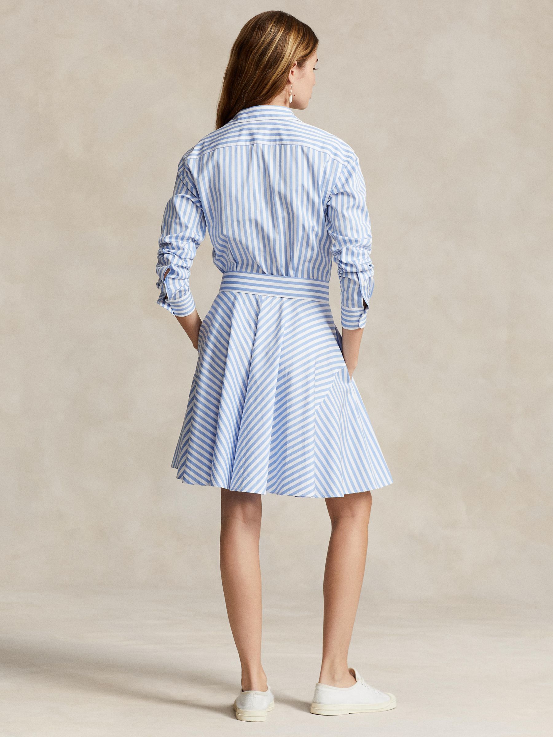 Polo Ralph Lauren Stripe Shirt Dress, Light Blue/Multi at John Lewis ...