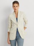 Lauren Ralph Lauren Lawdro Stripe Cotton Linen Blend Blazer, Natural/Multi, Natural/Multi