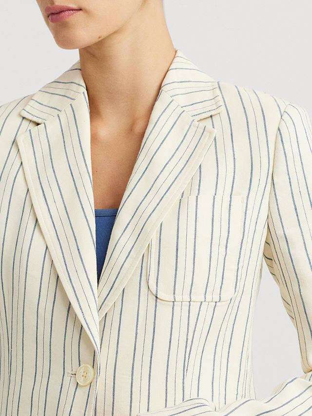 Lauren Ralph Lauren Lawdro Stripe Cotton Linen Blend Blazer, Natural/Multi