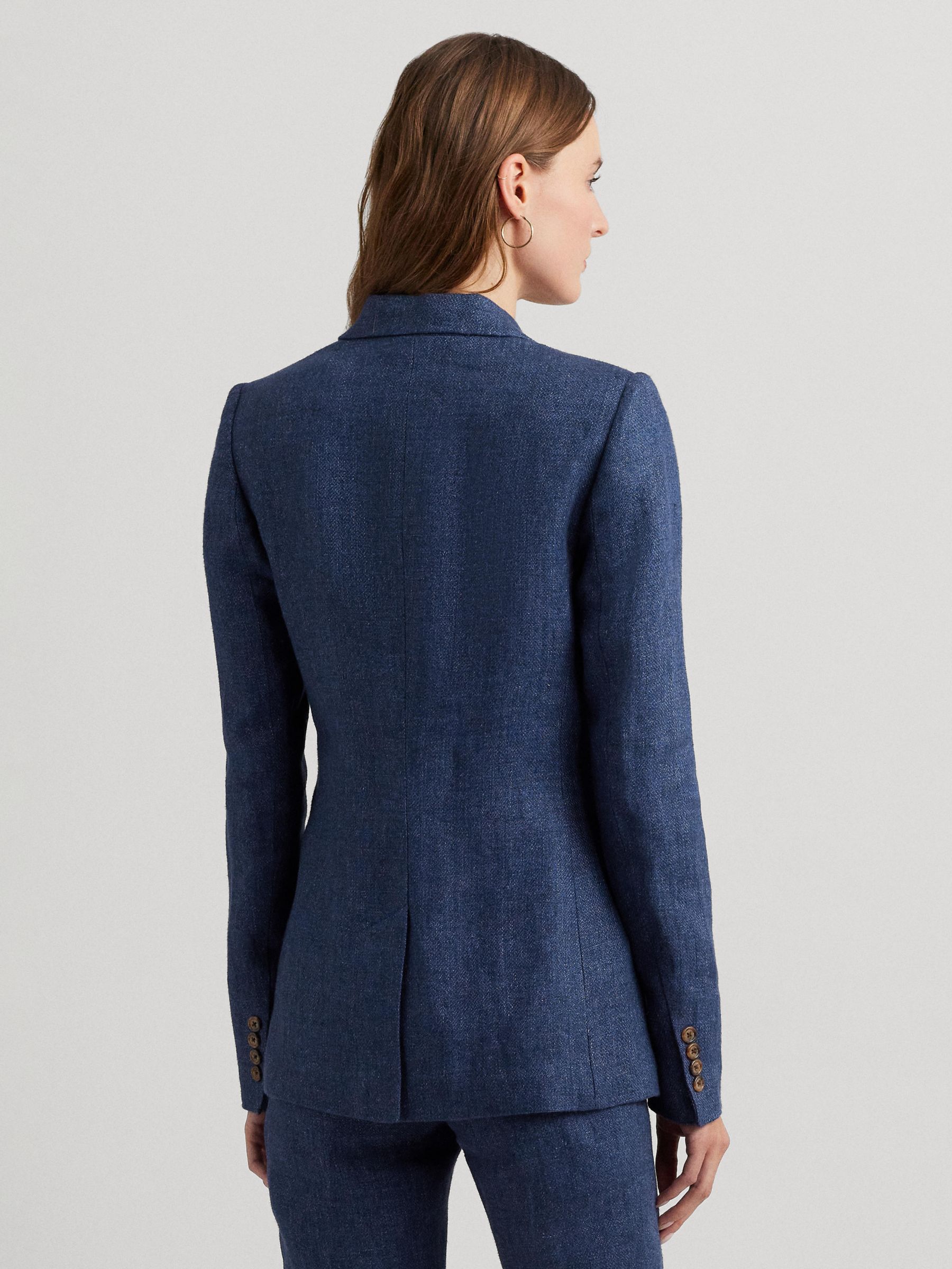 Buy Lauren Ralph Lauren Bonaro Linen Blend Blazer, Mid Blue Online at johnlewis.com