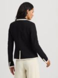 Lauren Ralph Lauren Vincenzina Contrast Trim Blazer, Black/Multi