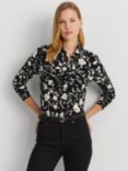 Lauren Ralph Lauren Corwin Rose Print Shirt, Black/Multi, Black/Multi