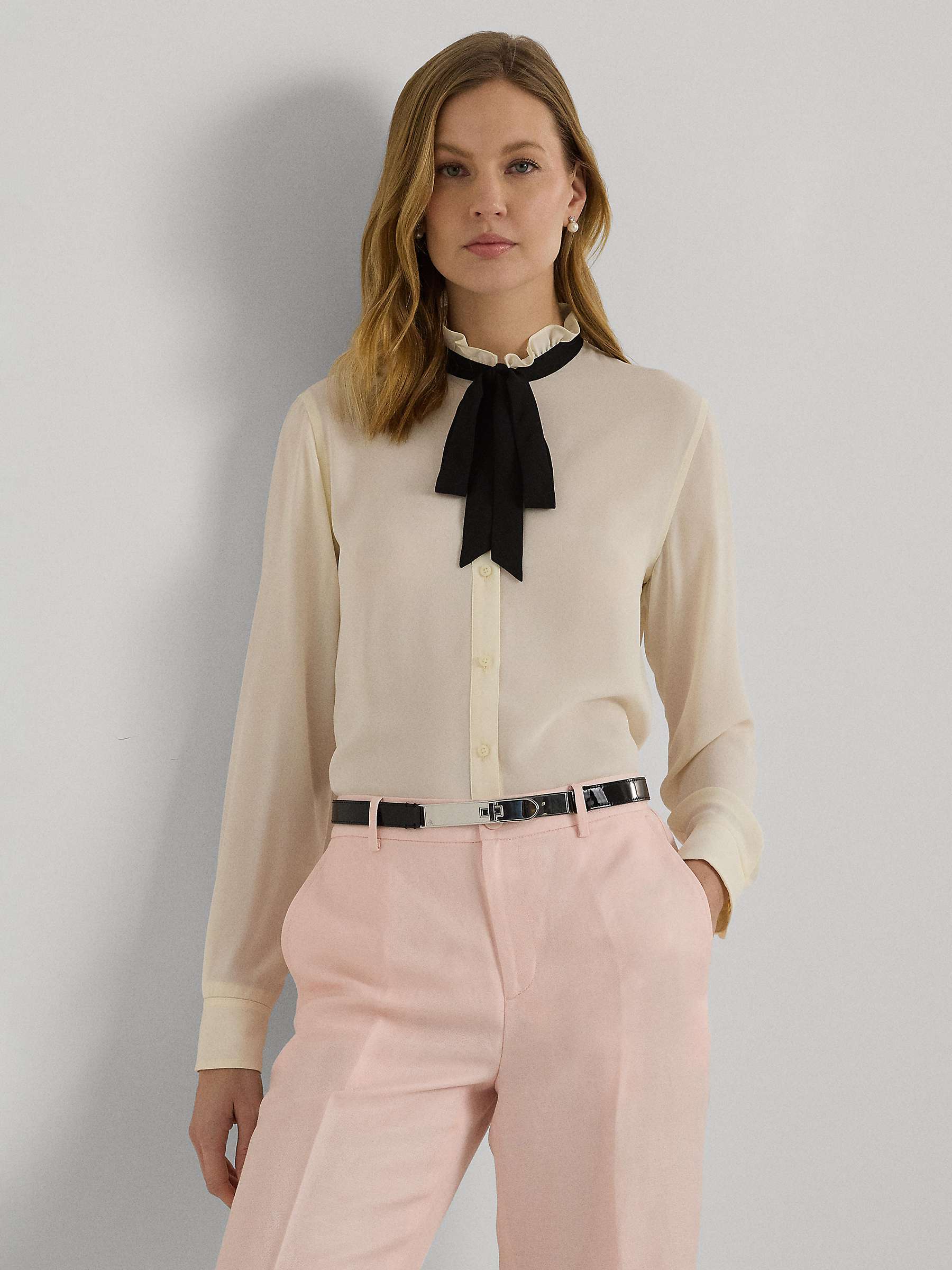 Buy Lauren Ralph Lauren Nerlacey Button Front Long Sleeve Shirt, Natural Online at johnlewis.com