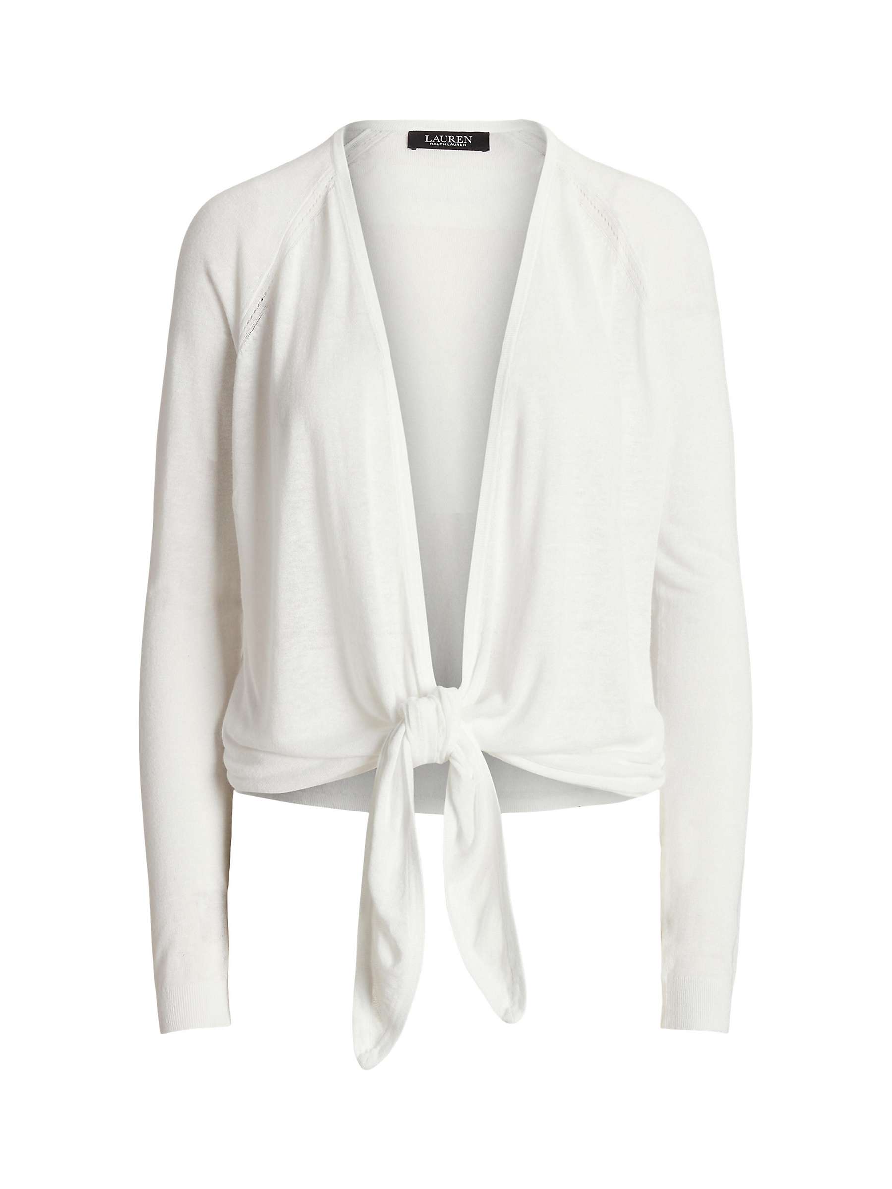 Buy Lauren Ralph Lauren Nalani Linen Blend Tie Front Cardigan, White Online at johnlewis.com