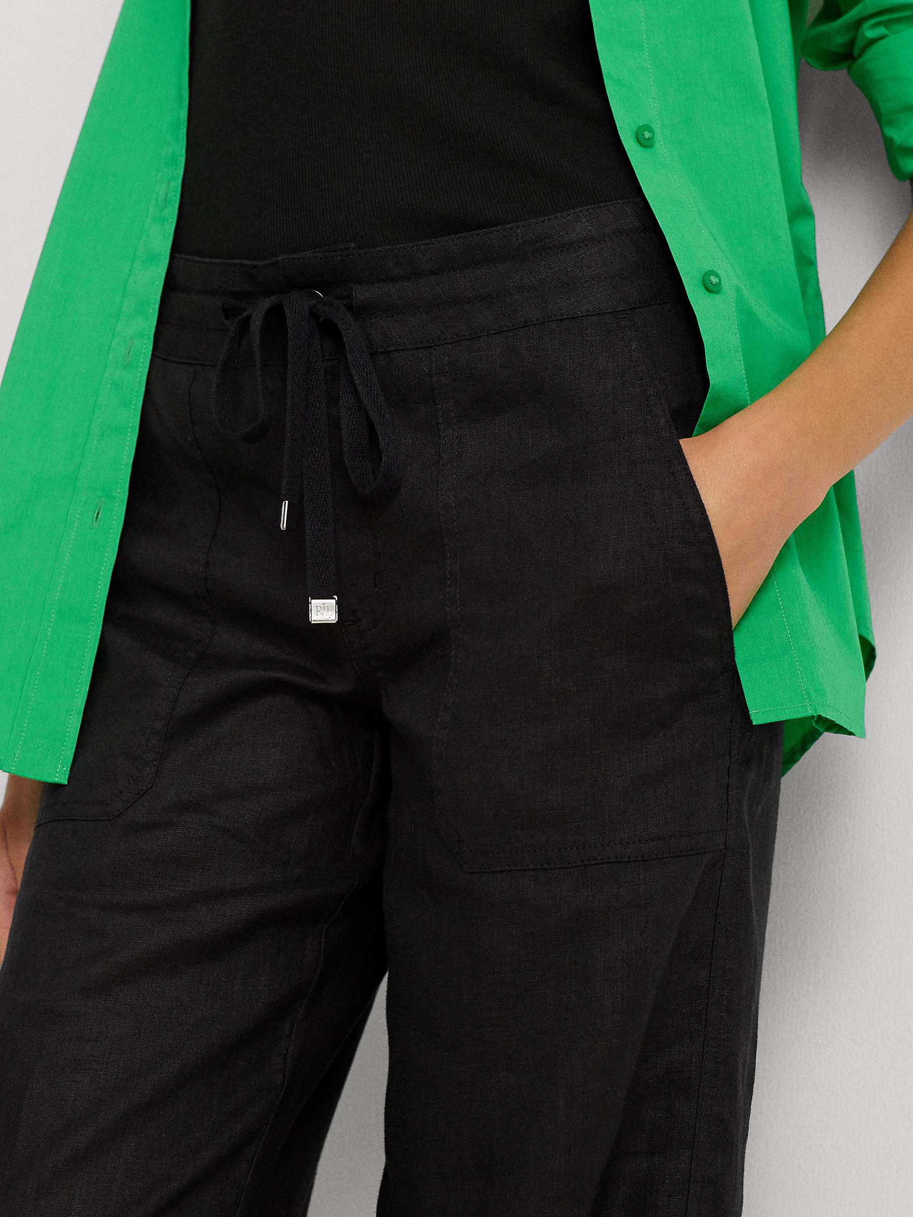 Buy Lauren Ralph Lauren Jovonie Linen Trousers, Black Online at johnlewis.com