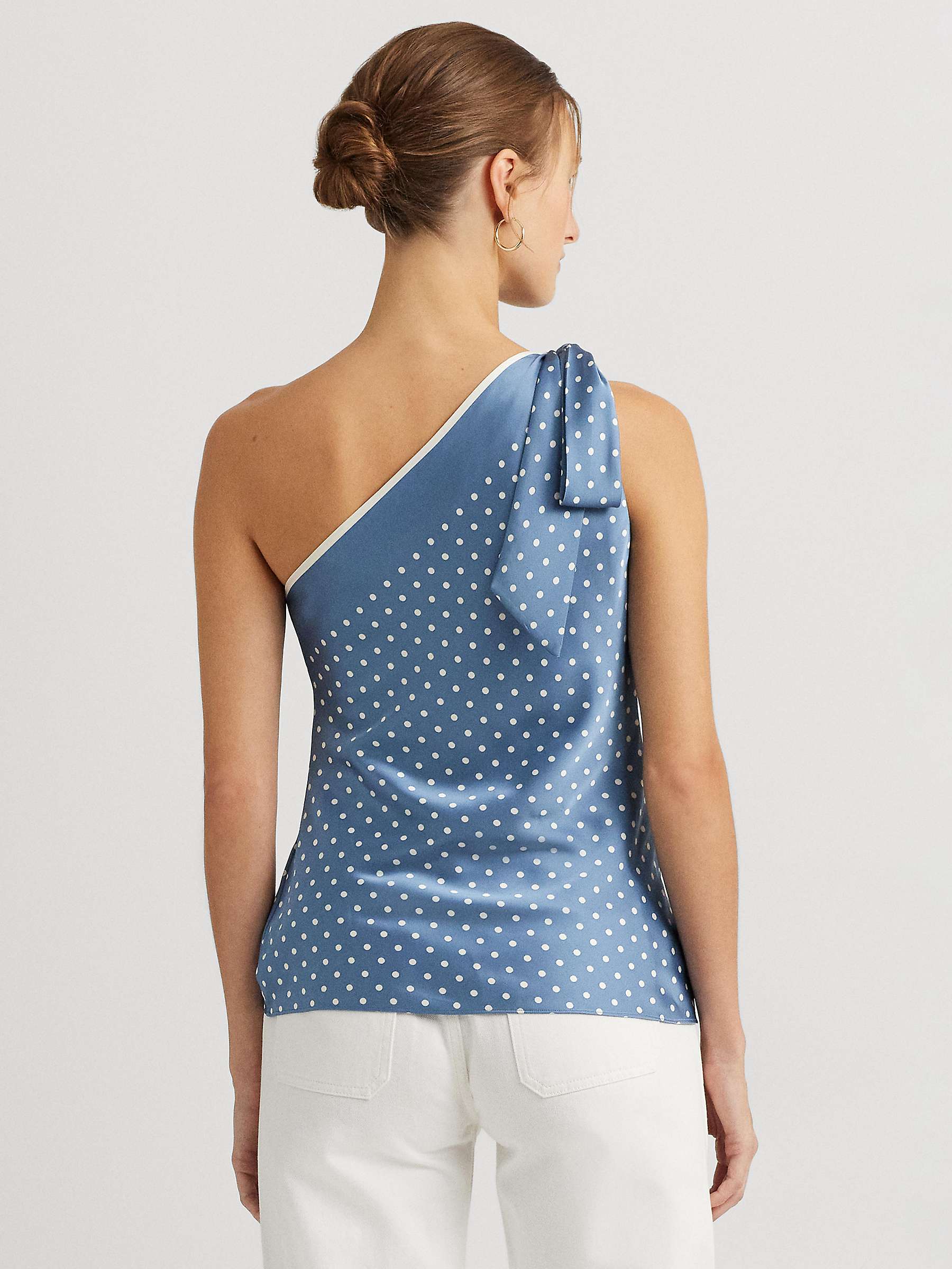 Buy Lauren Ralph Lauren Quantavius Polka Dot One Shoulder Top, Blue Online at johnlewis.com