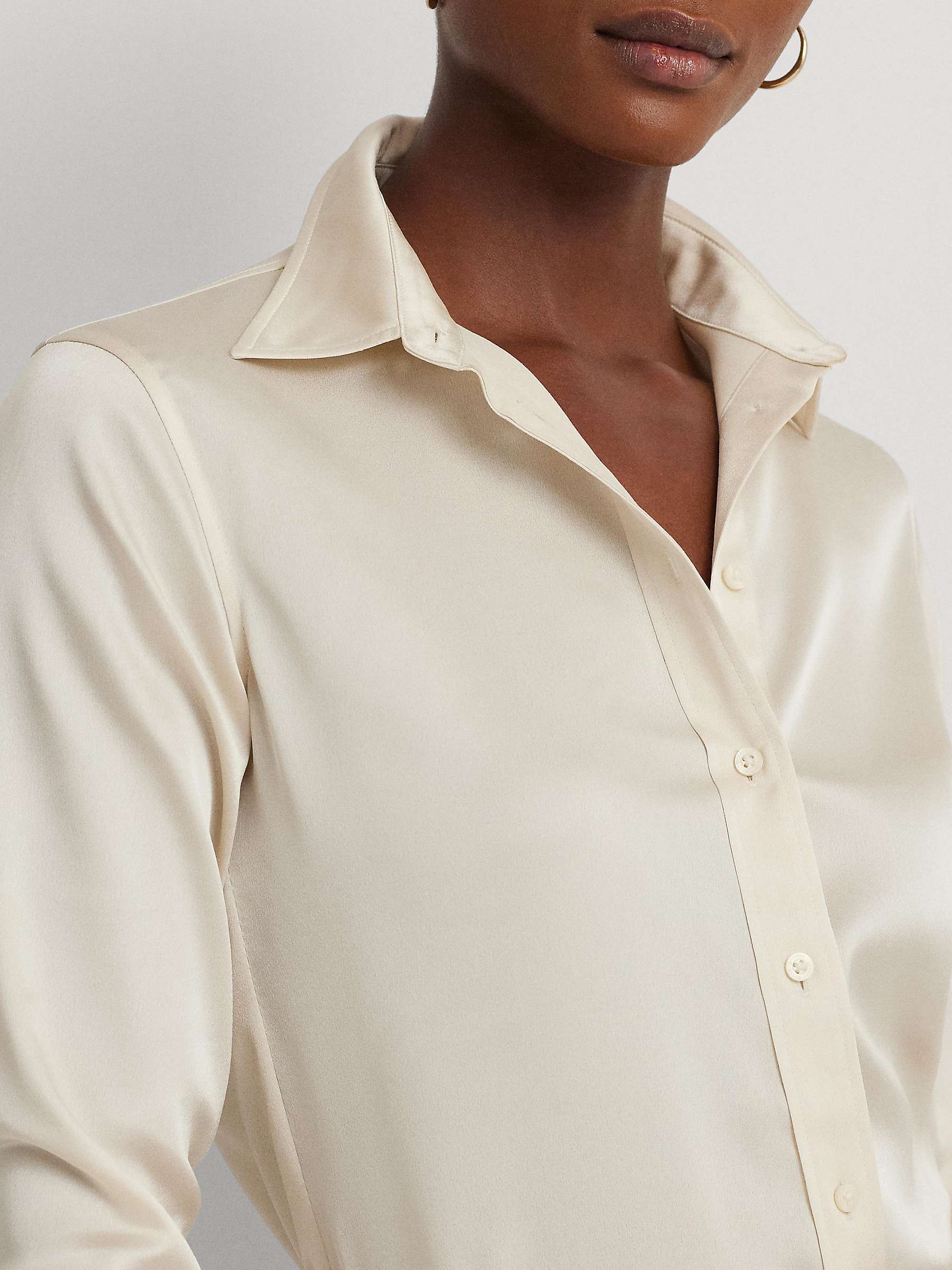 Buy Lauren Ralph Lauren Jamelko Satin Shirt, Cream Online at johnlewis.com