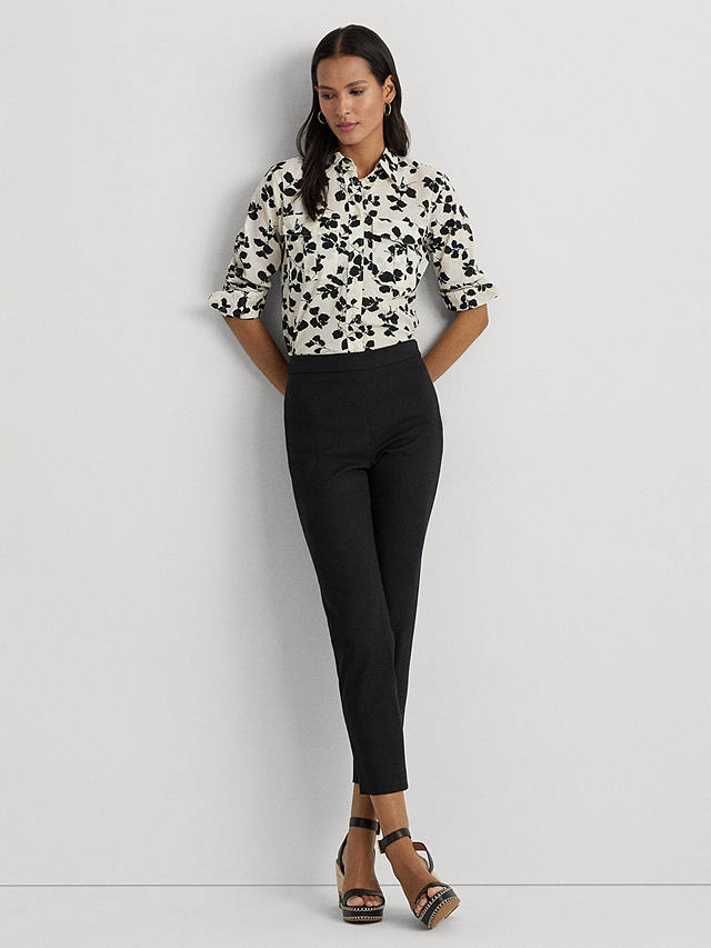 Lauren Ralph Lauren Courtenay Floral Cotton Shirt, Natural/Black