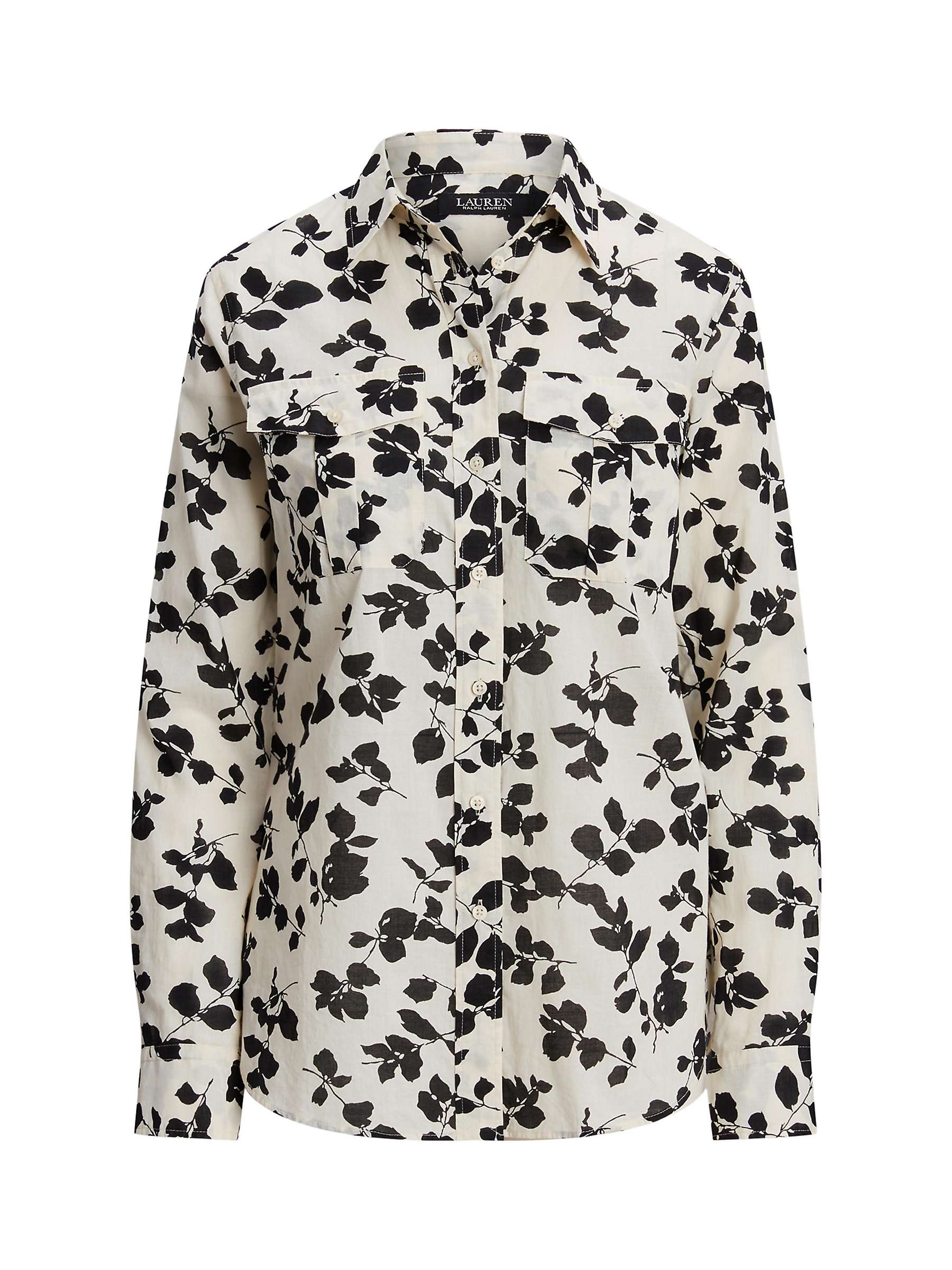 Buy Lauren Ralph Lauren Courtenay Floral Cotton Shirt, Natural/Black Online at johnlewis.com