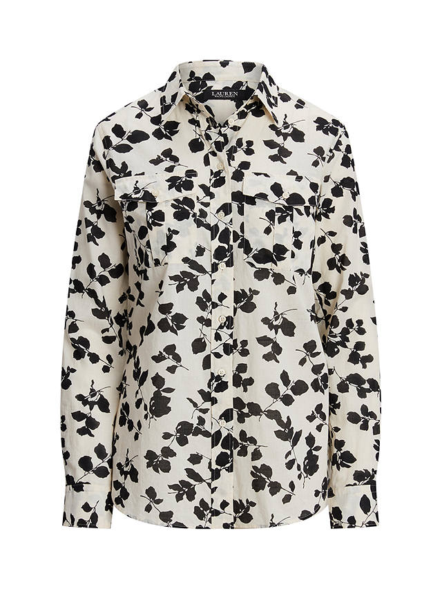 Lauren Ralph Lauren Courtenay Floral Cotton Shirt, Natural/Black