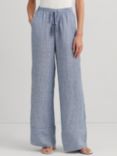 Lauren Ralph Lauren Ziakash Stripe Linen Blend Trousers, Blue/Multi