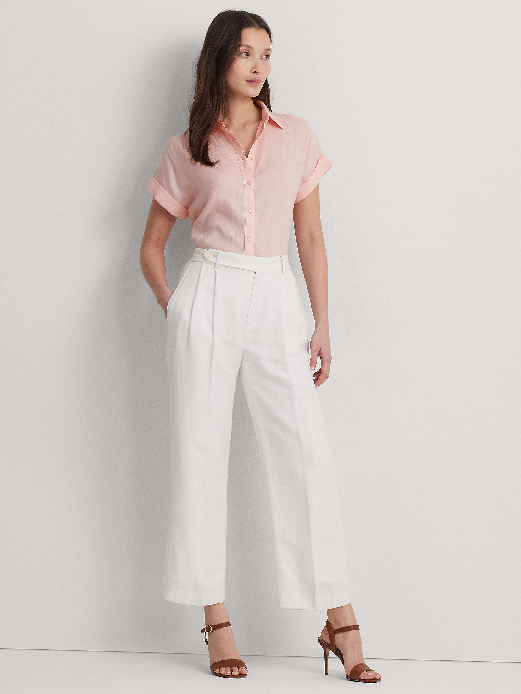 Buy Lauren Ralph Lauren Broono Linen Shirt, Pink Online at johnlewis.com
