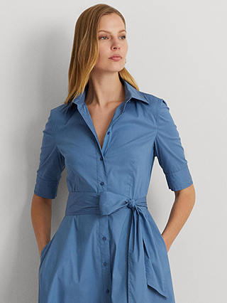Lauren Ralph Lauren Finnbarr Short Sleeve Shirt Dress, Mid Blue
