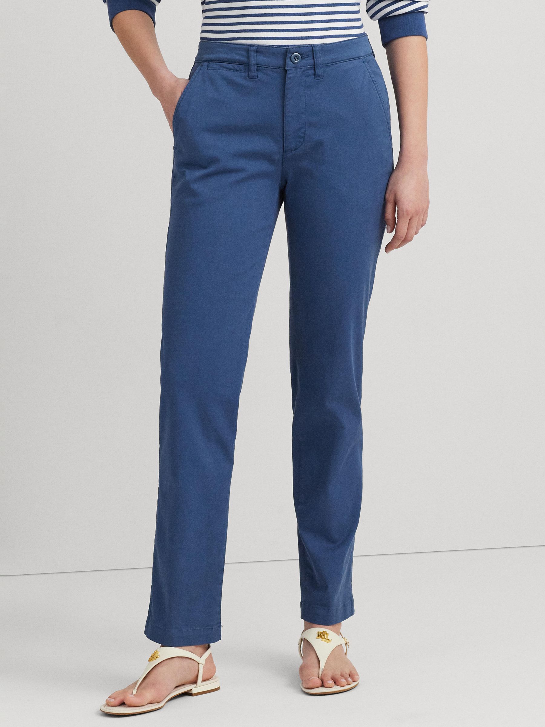 Buy Lauren Ralph Lauren Gabby Slim Leg Trousers, Blue Online at johnlewis.com