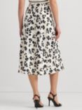 Lauren Ralph Lauren Sharae Leaf Print A-Line Midi Skirt, Natural/Multi