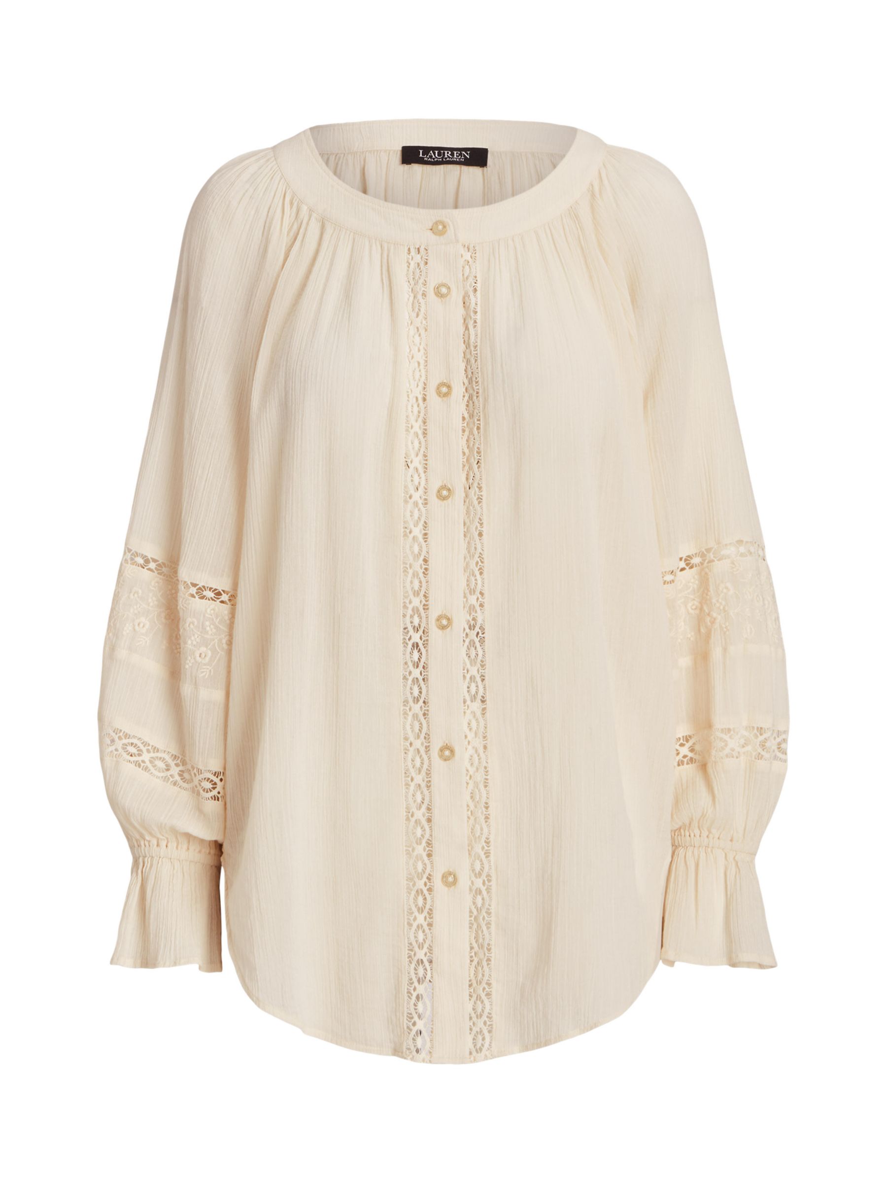 Lauren Ralph Lauren Clayale Embroidered Cotton Blouse, Natural Cream at ...