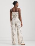 Lauren Ralph Lauren Strafannie Floral Print Linen Blend Jumpsuit, Cream/Blue