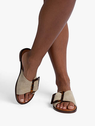 Penelope Chilvers Biarritz Suede Buckle Sandals, Taupe