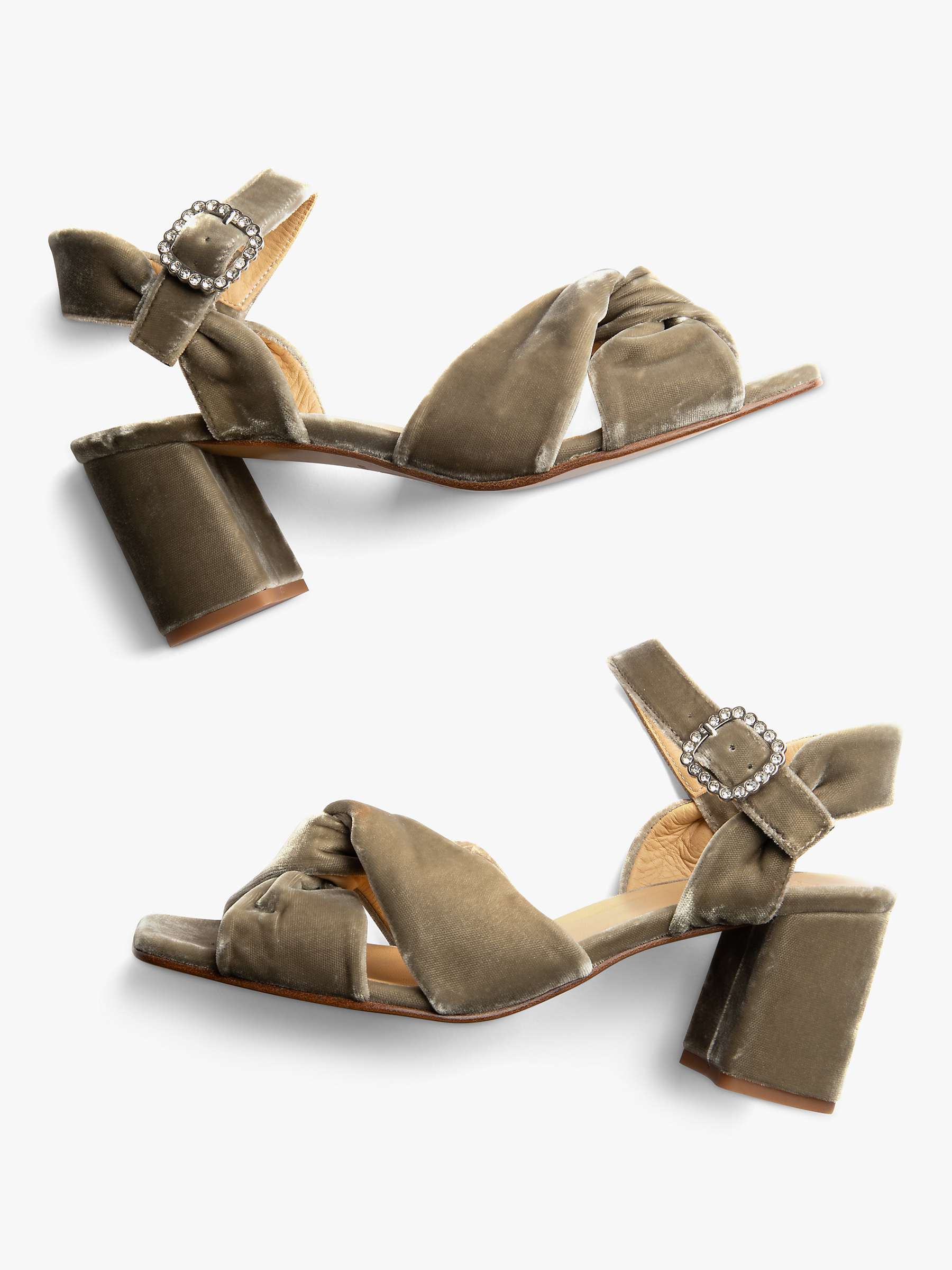Buy Penelope Chilvers Infinity Velvet Block Heel Sandals, Putty Online at johnlewis.com