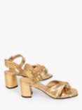 Penelope Chilvers Infinity Leather Block Heel Sandals, Gold